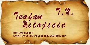 Teofan Milojičić vizit kartica